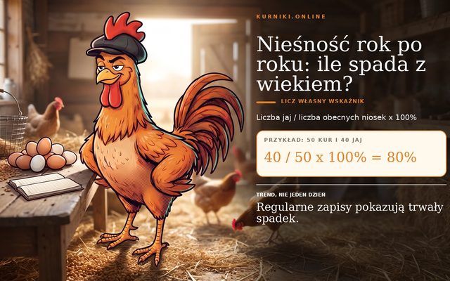 Ile żyje kura nioska — nieśność rok po roku i własny wskaźnik liczony z codziennych zapisów stada