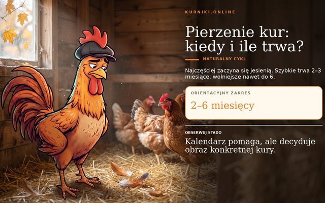 Pierzenie kur — naturalna wymiana upierzenia jesienią, orientacyjnie od dwóch do sześciu miesięcy
