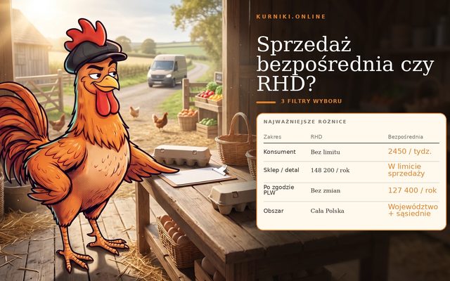 Sprzedaż jaj z gospodarstwa — bezpośrednia czy RHD: limity, obszar i odbiorcy w jednej tabeli
