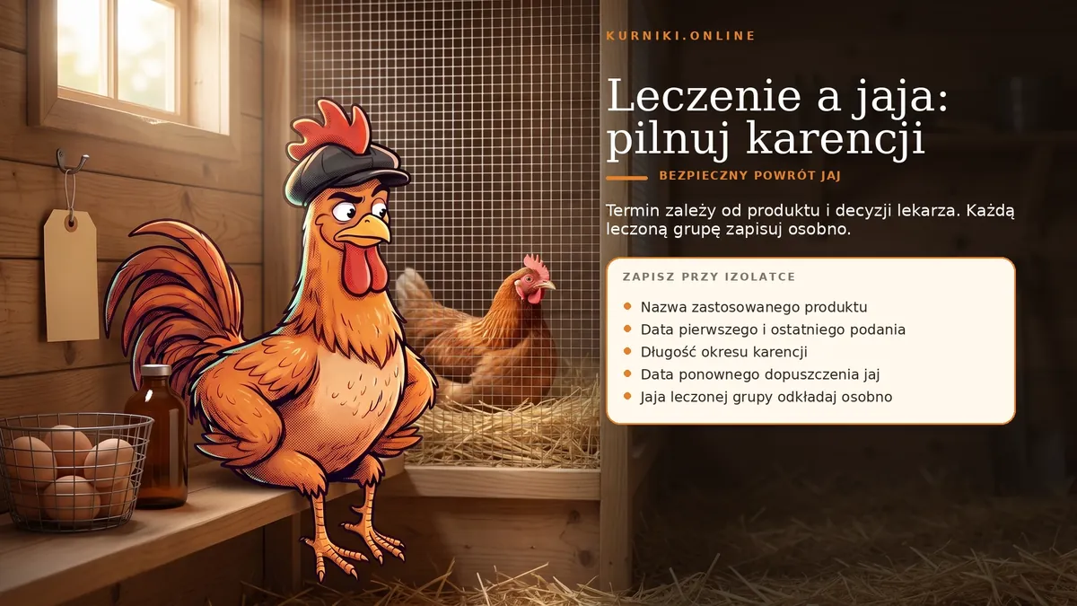 Leczenie a jaja: pilnuj karencji — zapisz produkt, daty podania, długość karencji i termin powrotu jaj