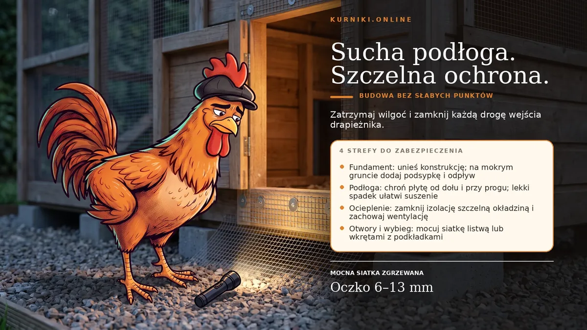 Sucha podłoga, szczelna ochrona — cztery strefy do zabezpieczenia: fundament, podłoga, ocieplenie, otwory
