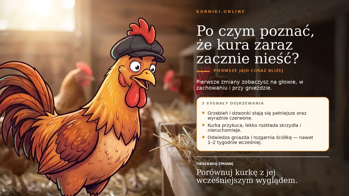 Po czym poznać, że kura zaraz zacznie nieść — czerwony grzebień, przykucanie i zainteresowanie gniazdem