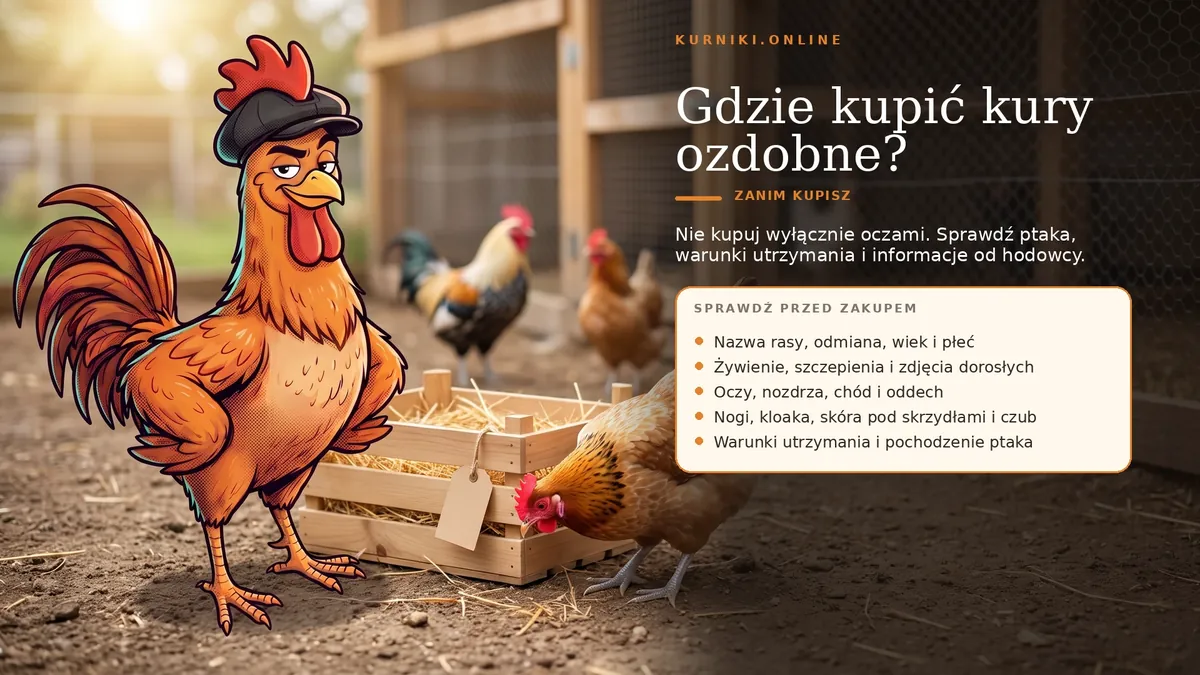 Gdzie kupić kury ozdobne — przed zakupem sprawdź rasę i wiek, oczy, nozdrza, chód oraz warunki utrzymania