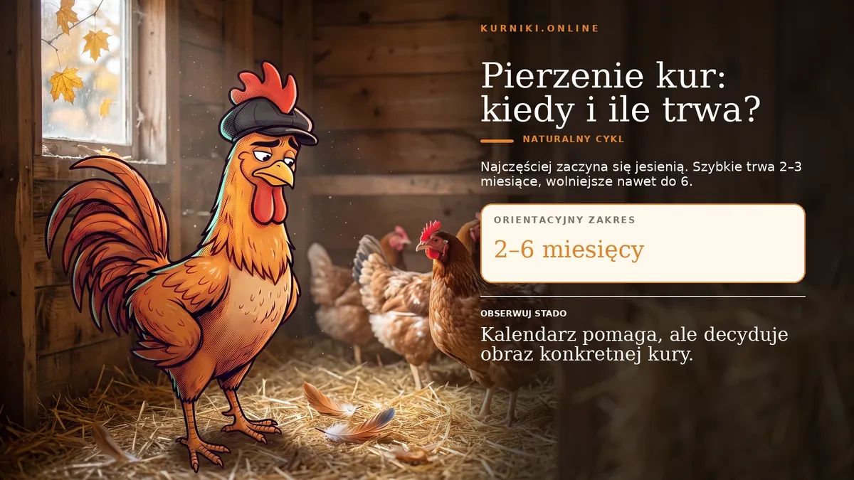 Pierzenie kur: kiedy i ile trwa — naturalny cykl zaczyna się jesienią i trwa orientacyjnie od dwóch do sześciu miesięcy